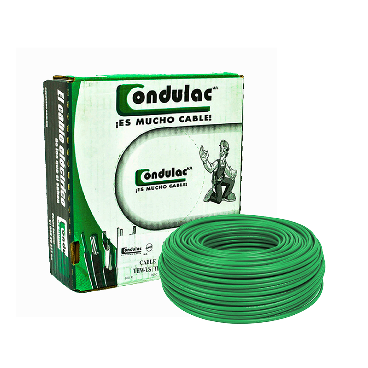 CONDULAC Caja 100 Mts Cable Verde Thw Cal 8 Awg 100%cobre 