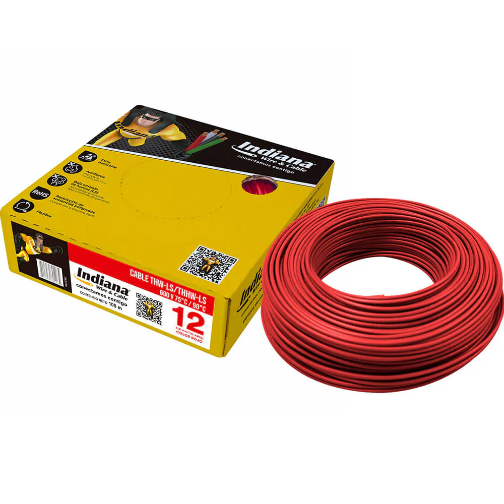 INDIANA. CAJA THW-LS CAL. 12 ROJO. VENDIDO EN CAJA DE 100 MTS C/U