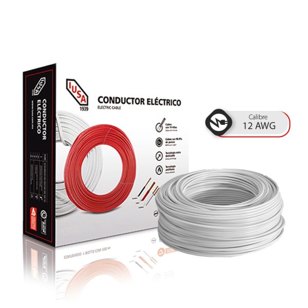 IUSA. CABLE DE COBRE THW-LS  CAL. 12 AWG BLANCO - ROLLO 100MTS