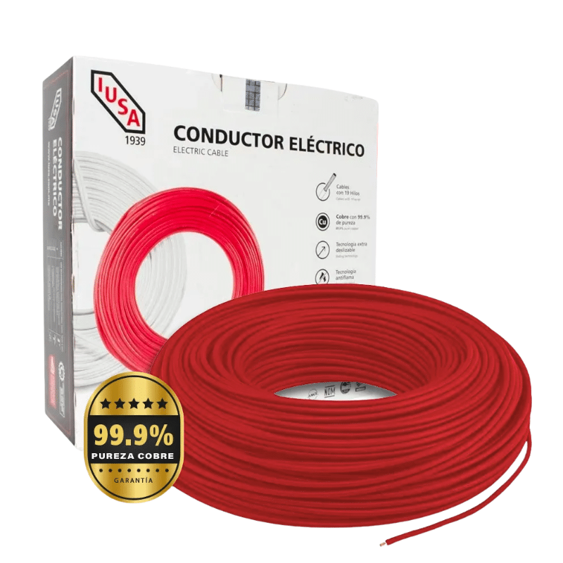 IUSA. CABLE DE COBRE THW-LS  CAL. 12 AWG ROJO - ROLLO 100MTS