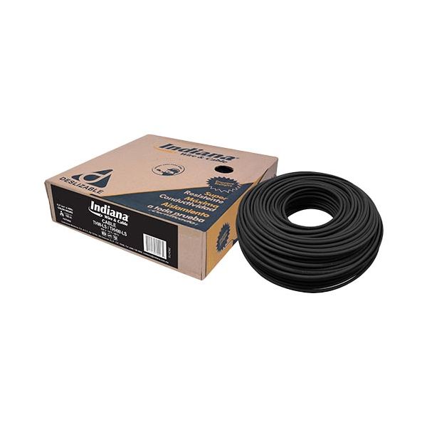 INDIANA. CABLE DE COBRE THW-LS  CAL. 10 AWG NEGRO - ROLLO 100MTS