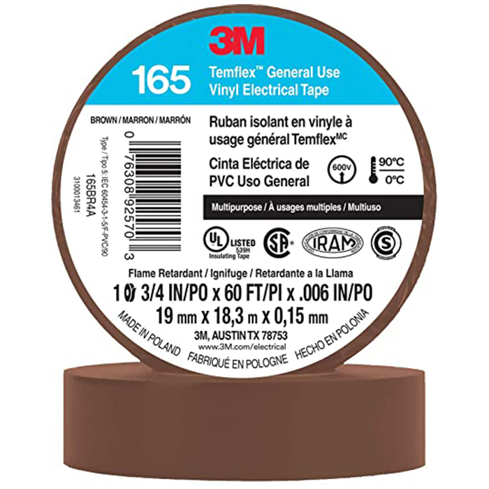 3M. CINTA TEMFLEX 1600 MARRÃN 19MMX18M