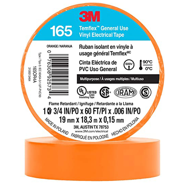 3M. CINTA TEMFLEX 1600 NARANJA 19MMX18M