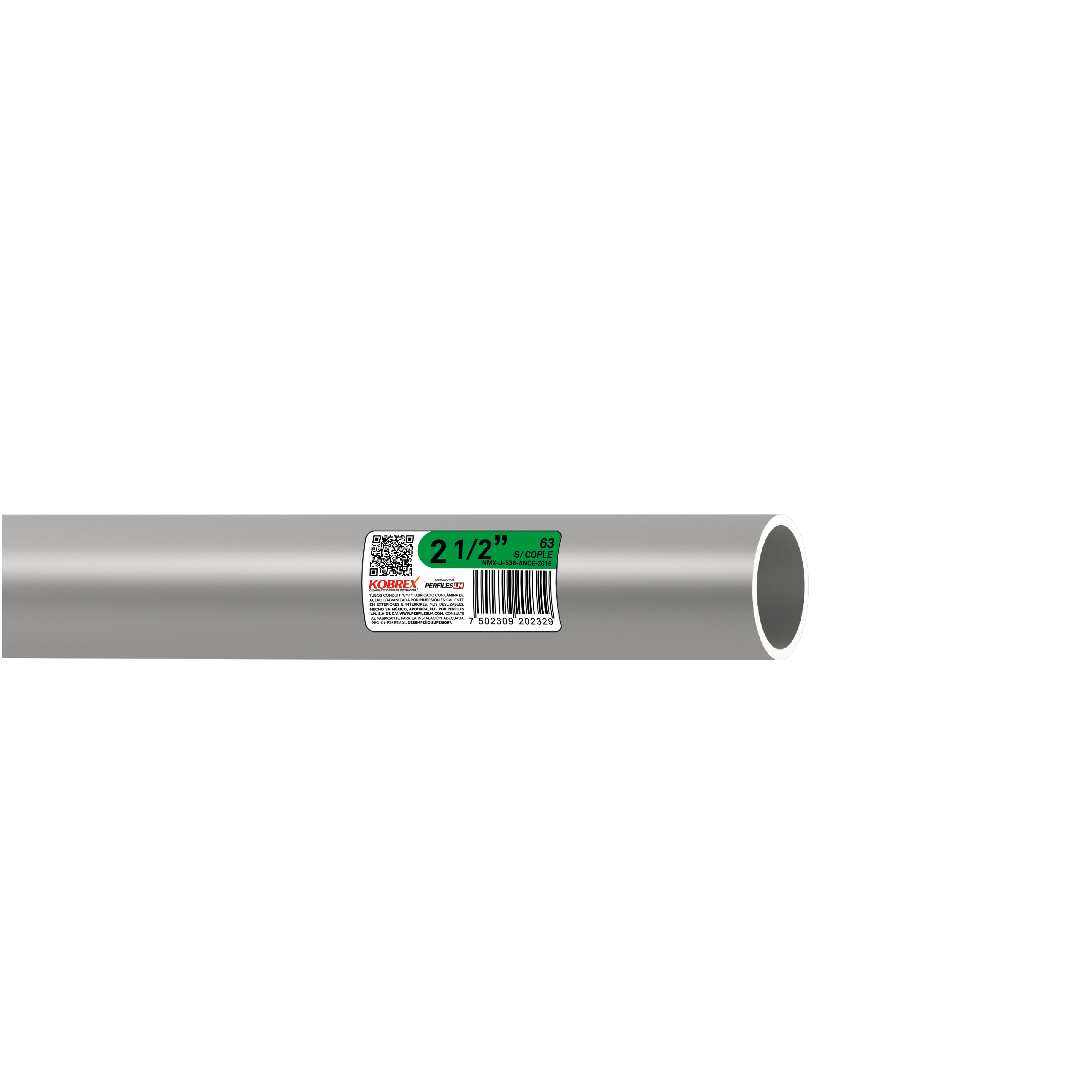 TUBERIA CONDUIT DE ACERO GALVANIZADO ETIQUETA VERDE 2 1/2