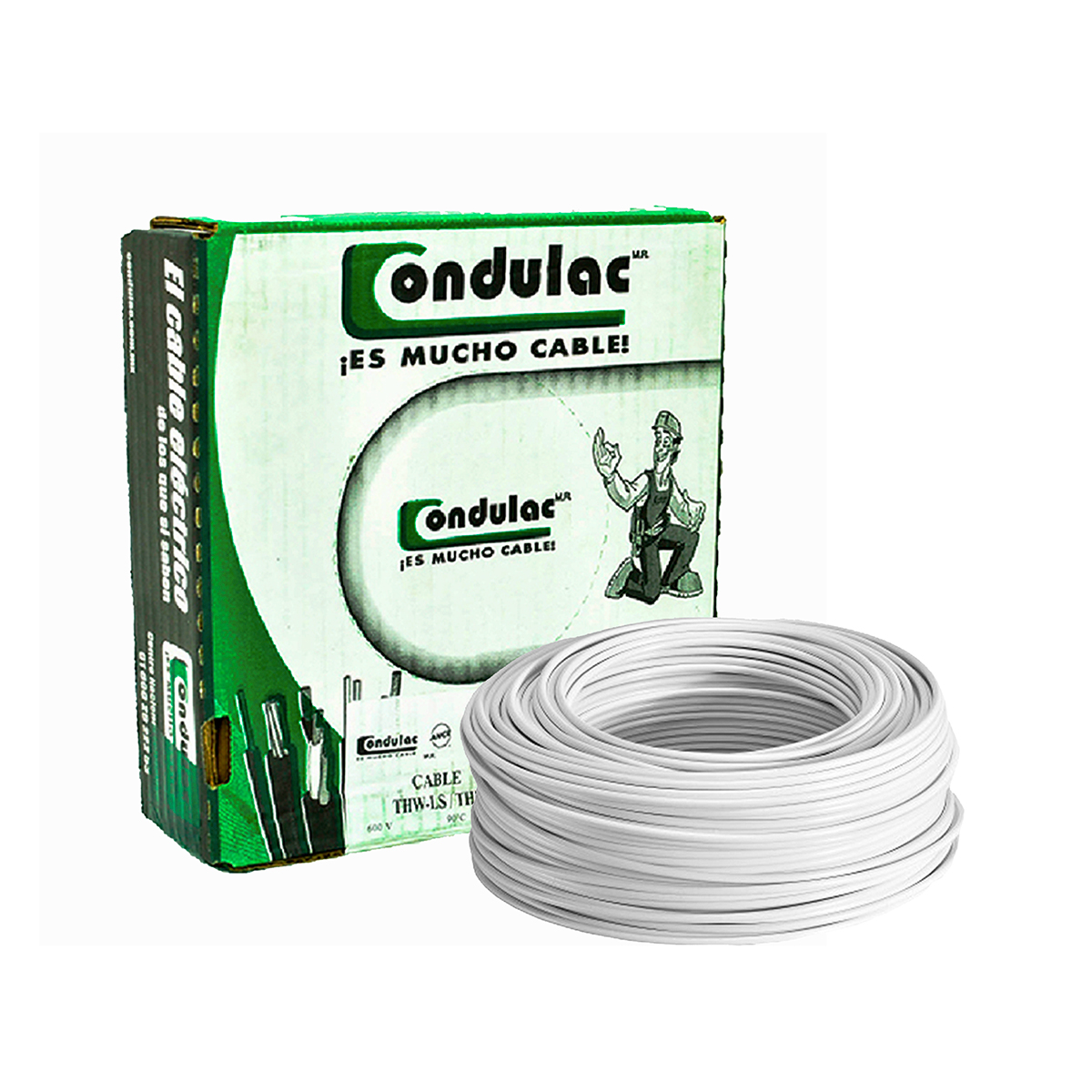 CONDULAC Caja 100 Mts Cable Blanco Thw Cal 2 Awg 100%cobre 