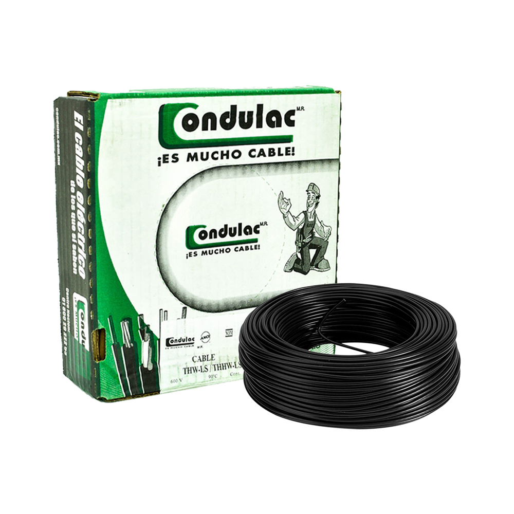 CONDULAC Caja 100 Mts Cable Negro Thw Cal 4 Awg 100%cobre 