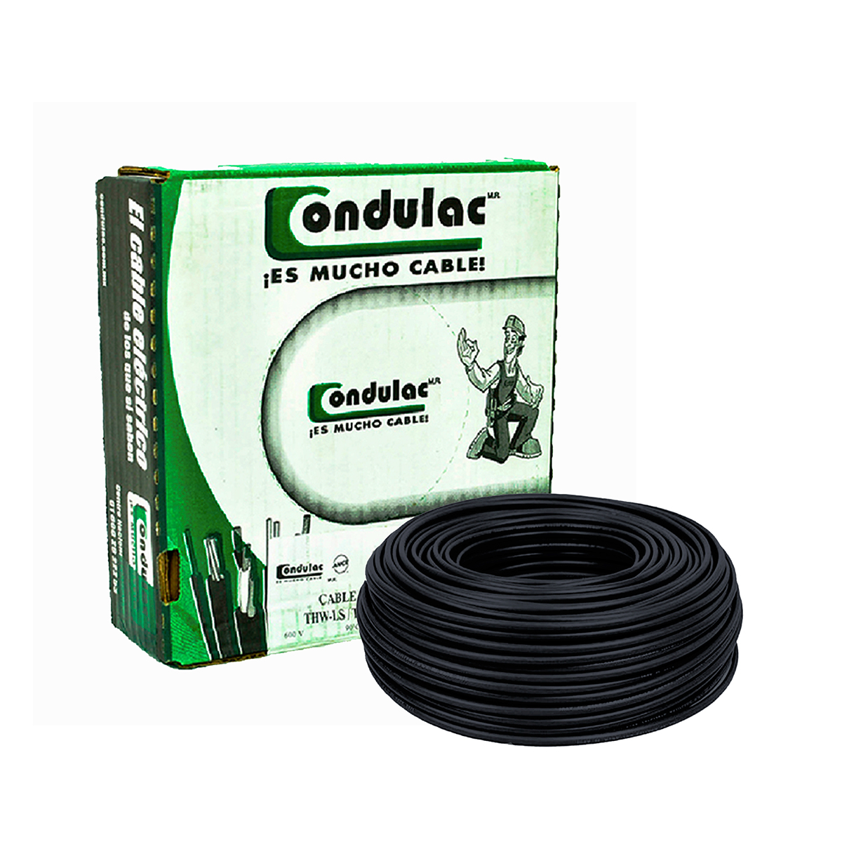 CONDULAC Caja 100 Mts Cable Negro Thw Cal 8 Awg 100%cobre 